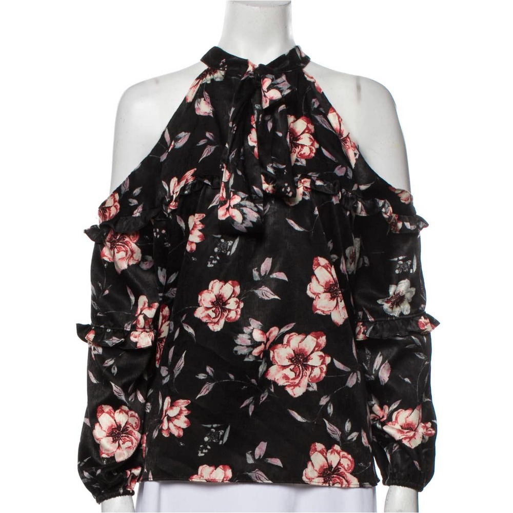 MISA Los Angeles Floral Print Halterneck Blouse Top